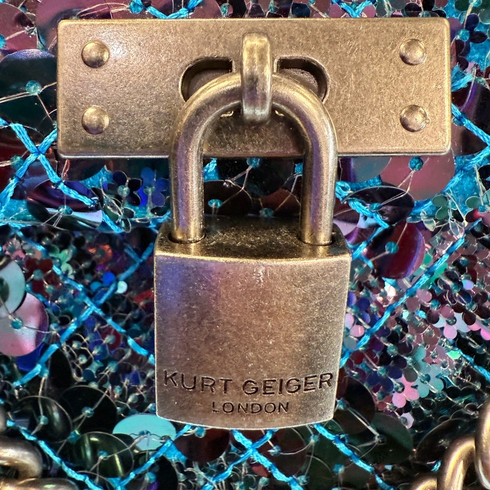 Pre Owned Kurt Geiger Blue and Pink Sequin Shoulder Bag - Picture 5 of 9